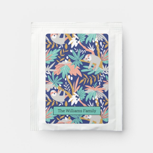 Tropical Blue Sloth Pattern Tea Bag Drink Mix (Front)