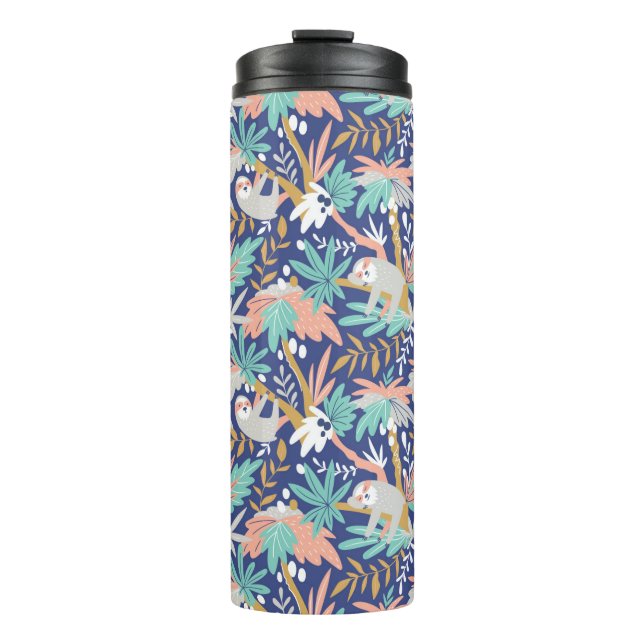 Tropical Blue Sloth Pattern Thermal Tumbler (Front)