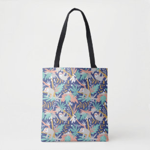 Tropical Blue Sloth Pattern Tote Bag