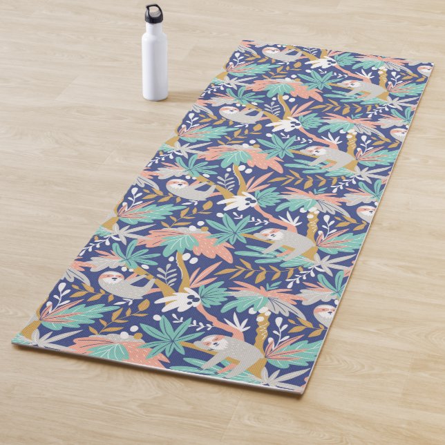 Tropical Blue Sloth Pattern Yoga Mat (In Situ)