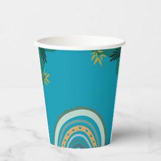 Tropical blue teal paper cups