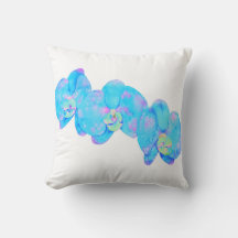 Tropical Blue Teal watercolor orchid painting
