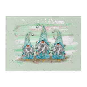 Tropical Blue Watercolor Beach Gnomes Acrylic Print