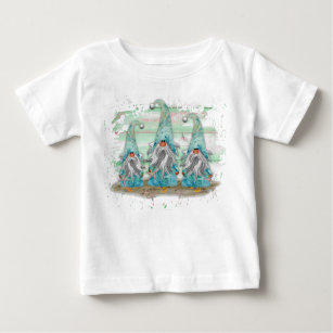 Tropical Blue Watercolor Beach Gnomes Baby T-Shirt