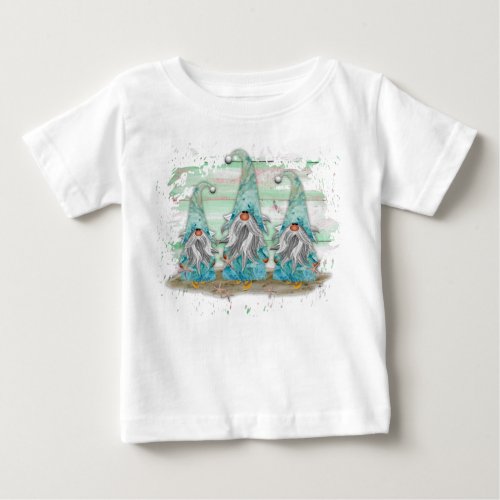 Tropical Blue Watercolor Beach Gnomes Baby T_Shirt