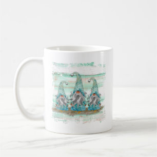 Tropical Blue Watercolor Beach Gnomes Coffee Mug