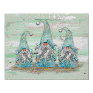 Tropical Blue Watercolor Beach Gnomes Faux Canvas Print