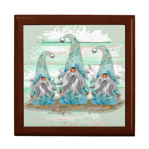 Tropical Blue Watercolor Beach Gnomes Gift Box