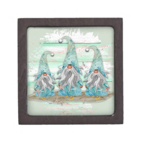 Tropical Blue Watercolor Beach Gnomes Gift Box