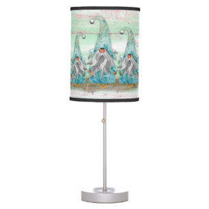Tropical Blue Watercolor Beach Gnomes Table Lamp