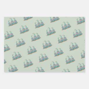 Tropical Blue Watercolor Beach Gnomes Wrapping Paper Sheets