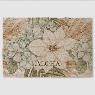 Tropical Blue White Flowers Fiber Doormat