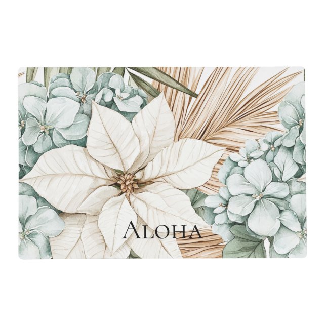 Tropical Blue White Flowers   Placemat (Front)