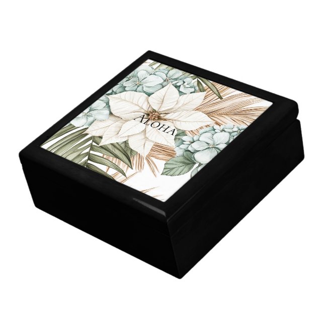 Tropical Blue White Flowers Wedding Gift Box (Side)