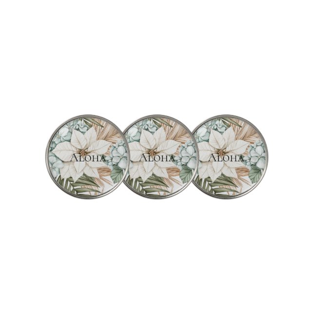 Tropical Blue White Flowers Wedding Golf Ball Marker (3 Up)