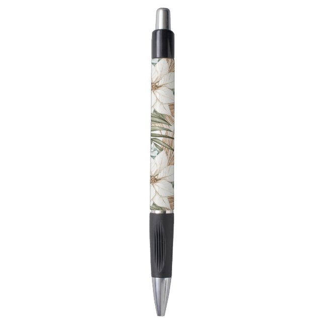 Tropical Blue White Flowers Wedding Pen (Front Vertical)