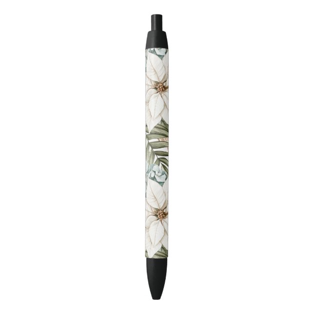 Tropical Blue White Flowers Wedding Pen (Front Vertical)