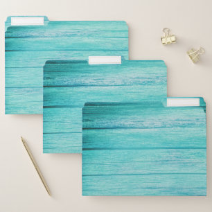 Tropical Blue Wood Grain Set of File Folders