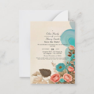 Tropical Blues & Greens Eco Beach Save the Date Note Card