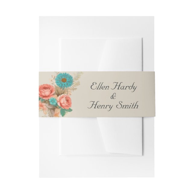 Tropical Blues & Greens Eco Beach Wedding Invitation Belly Band (Front Example)