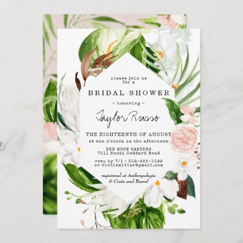 Tropical Blush Floral Bridal Shower Invitation