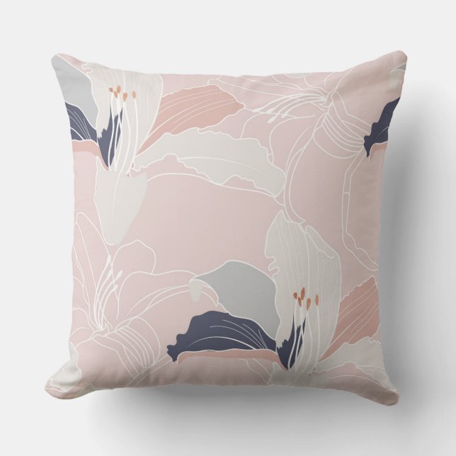 Tropical Blush Large Floral Cushion (Front)