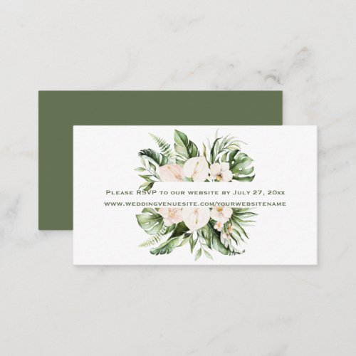 Tropical Blush Pink Floral RSVP to Website   Enclosure Card