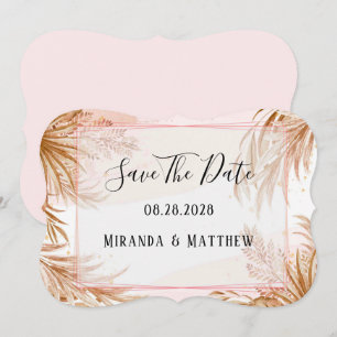Tropical Blush Pink & Pampas Save The Date Invitation