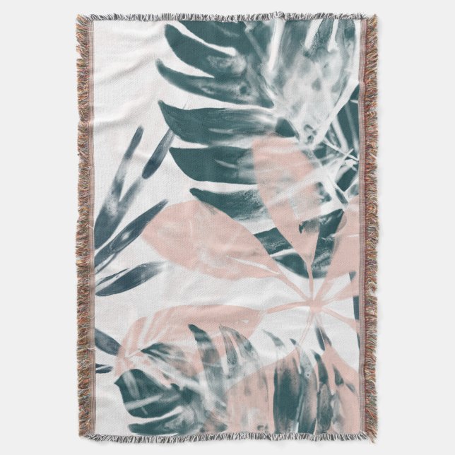 Tropical Blush Throw Blanket (Front Vertical)