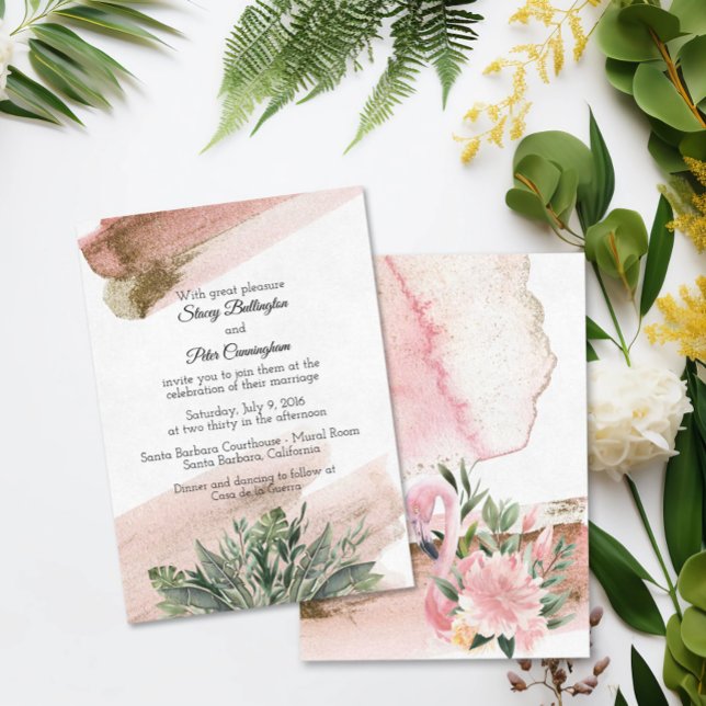 Tropical Blush Watercolor Wedding Invitation (Creator Uploaded)