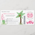 Tropical Boarding Pass Birthday Invitation<br><div class="desc">This is an original design by La Bella Rue. Please do not copy in anyway. Boarding pass invitation. Check and see the reply card to go with this and contact me if you have more cards you want with your invite (i.e., itinerary, accommodations, etc) I've chosen a recycled white cardstock...</div>