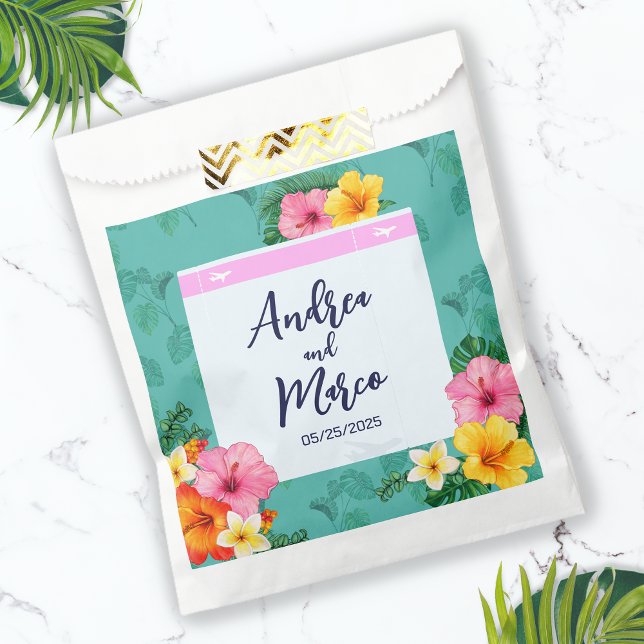 Tropical Boarding Pass Destination Wedding Favor Bag (Boarding Pass Destination Wedding Favor Bag)