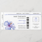 Tropical Boarding Pass Save the Date Invitations