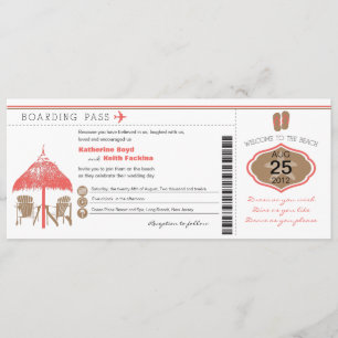 Tropical Boarding Pass Wedding Invitation