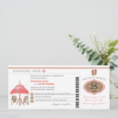 Tropical Boarding Pass Wedding Invitation (Standing Front)