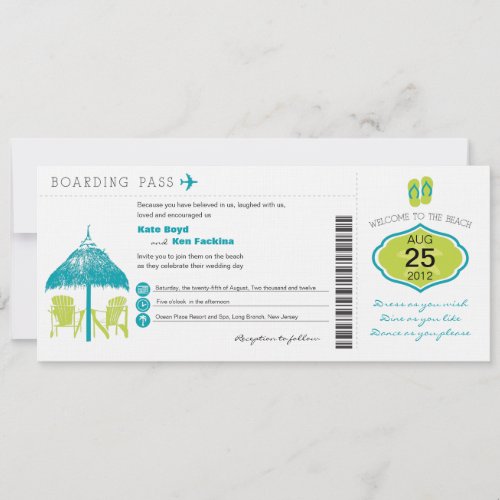 Tropical Boarding Pass Wedding Invitation