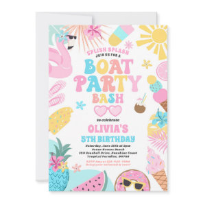 Tropical Boat Lake Ocean Marina Birthday Party Invitation