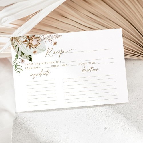 Tropical bohemian bridal shower recipe card