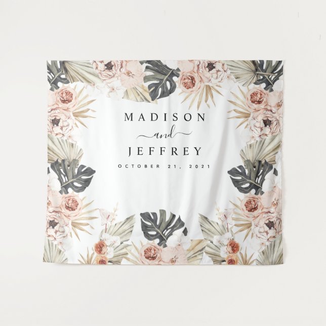 Tropical Bohemian Dried Palm Photo Backdrop (Front (Horizontal))