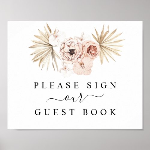 Tropical Bohemian Dried Palms Guest Book Sign