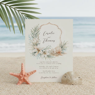 Tropical Boho Beach Crest Wedding Invitation