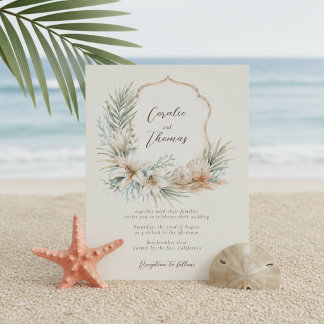Tropical Boho Beach Crest Wedding Invitation