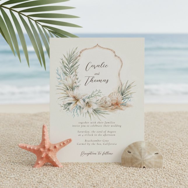 Tropical Boho Beach Crest Wedding Invitation (Creator Uploaded)