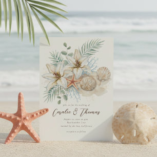 Tropical Boho Beach Watercolor Wedding Invitation