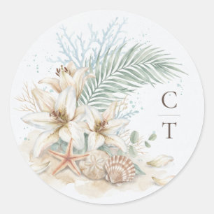 Tropical Boho Beach Wedding Classic Round Sticker