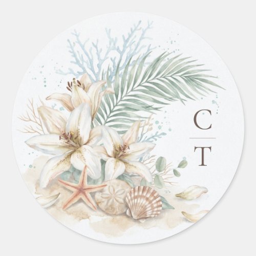 Tropical Boho Beach Wedding Classic Round Sticker