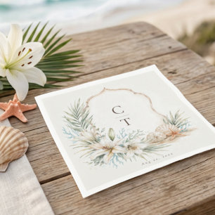 Tropical Boho Beach Wedding Crest Napkins