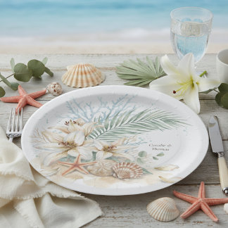 Tropical Boho Beach Wedding Paper Plates