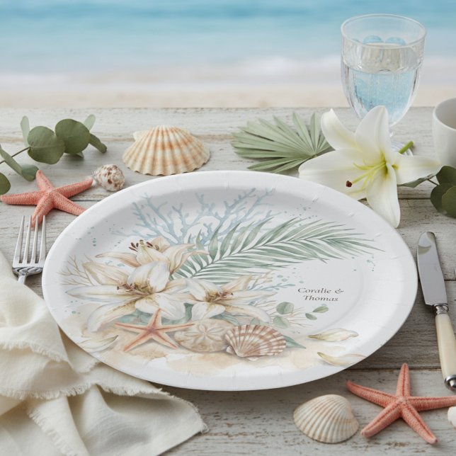 Tropical Boho Beach Wedding Paper Plates (Creator Uploaded)