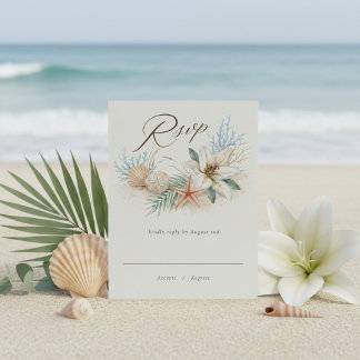 Tropical Boho Beach Wedding RSVP Card